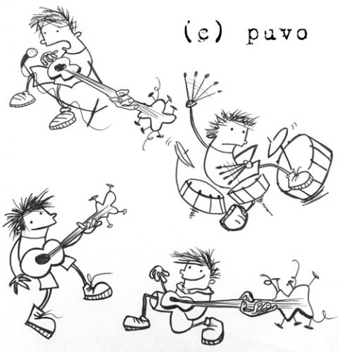 Cartoon: Punkband. (medium) by puvo tagged punk,band,rock,music,musik