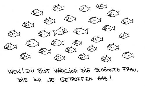 Cartoon: Schönste Frau. (medium) by puvo tagged frau,kompliment,schön