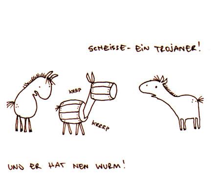 Cartoon: Trojaner. (medium) by puvo tagged trojaner,pferd,wurm