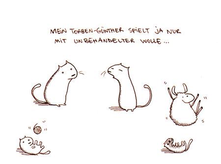 Cartoon: Unbehandelte Wolle. (medium) by puvo tagged wolle,katze,schaf,erziehung