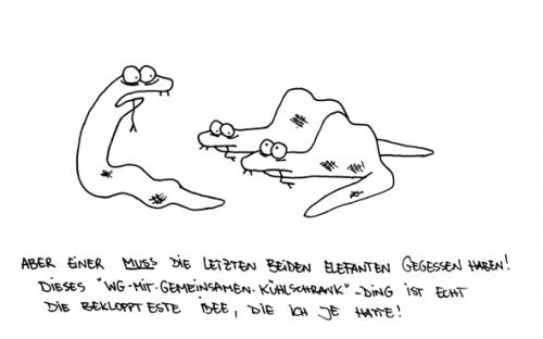 Cartoon: WG-Kühlschrank. (medium) by puvo tagged schlange,wg,kühlschrank,essen