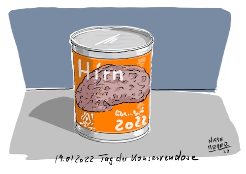 Cartoon: 19.01.2022 Tag der... (medium) by Jori Niggemeyer tagged heuteistdertagder,konservendose,gehirn,hirn,intelligenz,intelligence,querdenker,querdenkerinnen,afd,schwurbler,schwurblerinnen,noafd,querdenkerneindanke,faschismusneindanke,cartoonist,satire,humor,joricartoon,niggemeyer,cartooon,cartoonart,illustration,illustrator,karikatur,cartoondrawing,witzigebilder,cartoon