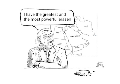 Cartoon: Der Trump ... (medium) by Jori Niggemeyer tagged trump,hormus,radiergummi,dumm,stupid,rubber,iran,israel,trump,hormus,radiergummi,dumm,stupid,rubber,iran,israel