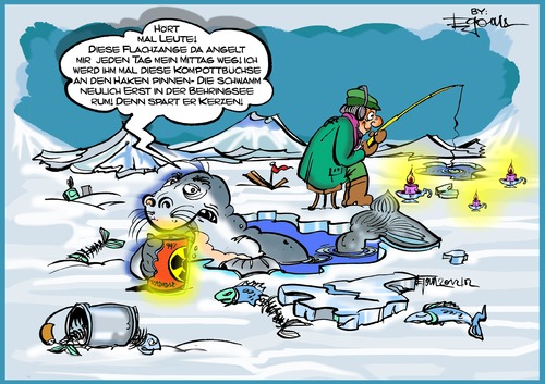 Cartoon: Eisangeln (medium) by Egon58 tagged atom,seuche,eisnageln,fisch