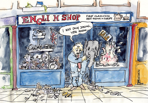 Cartoon: Elefant im Porzellanladen (medium) by thomasH tagged britannien,aussenminister,brexit,johnson,boris,elefant,porzellanladen