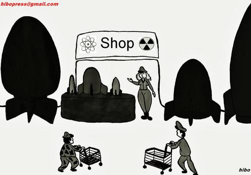 Cartoon: Shop for the sale bombs (medium) by hibo tagged shop,for,the,sale,of,nuclear,bombs