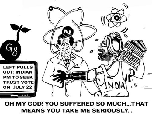 Cartoon: US-India Nuke Deal (medium) by dprince tagged indo,us,nuke,deal