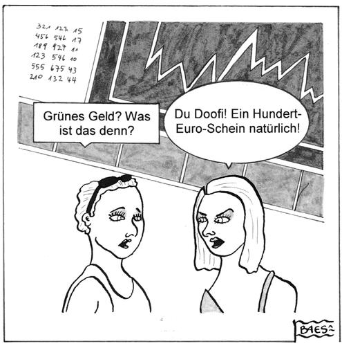 Cartoon: Blondinen an der Börse (medium) by BAES tagged blondinen,börse,grünes,geld,umwelt,frauen