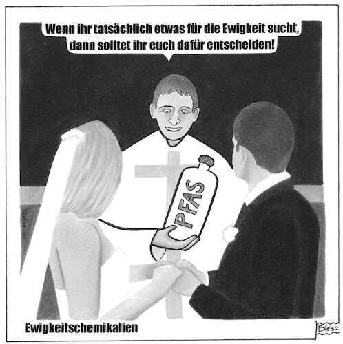 Cartoon: Ewigkeitschemikalien (medium) by BAES tagged pfas,ewigkeitschemiekalien,gift,umwelt,chemie,gesundheit,pfas,ewigkeitschemiekalien,gift,umwelt,chemie,gesundheit