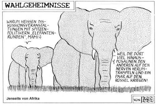 Cartoon: Jenseits von Afrika (medium) by BAES tagged politik,elefant,tiere,wahlen,afrika