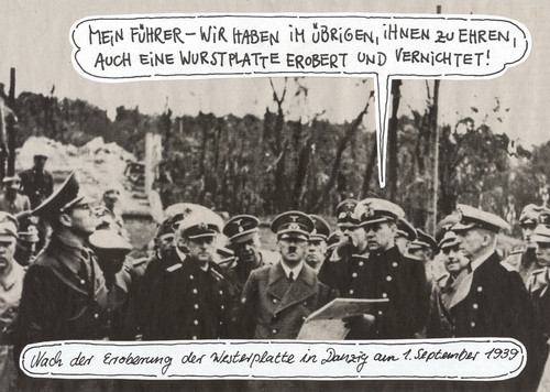 Cartoon: ... (medium) by Andreas Prüstel tagged westerplatte,danzig,zweiter,weltkrieg,polen,wurstplatte
