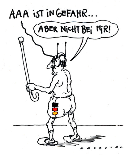 Cartoon: AAA (medium) by Andreas Prüstel tagged rating,ratingagenturen,aaa,bewertung,deutschland,inkontinenz,windeln