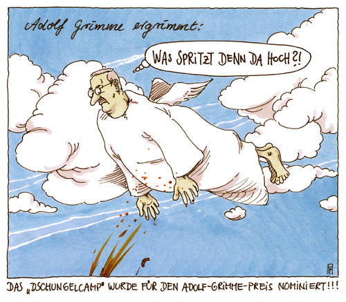 Cartoon: adolf grimme (medium) by Andreas Prüstel tagged adolf,grimme,grimmepreis,tv,fernsehpreis,nominierungen,rtl,dschungelcampp,adolf,grimme,grimmepreis,tv,fernsehpreis,nominierungen,rtl,dschungelcampp