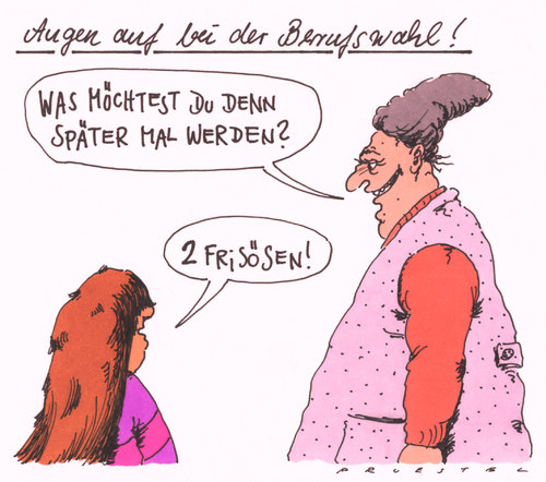 Cartoon: berufswahl (medium) by Andreas Prüstel tagged beruf,berufswahl,kinder,frisöse,frisösen,beruf,berufswahl,kinder,frisöse,frisösen