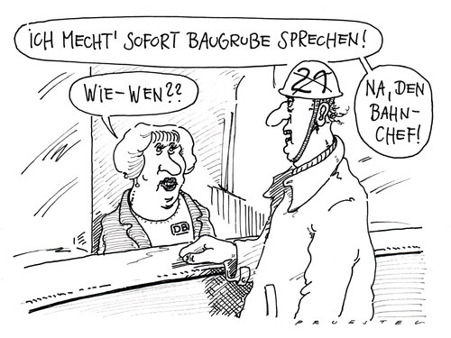 Cartoon: besucher (medium) by Andreas Prüstel tagged stuttgart21,deutschebahn,bahnchef,grube,stuttgart 21,deutsche bahn,db,bahnchef,grube,stuttgart,21,deutsche,bahn