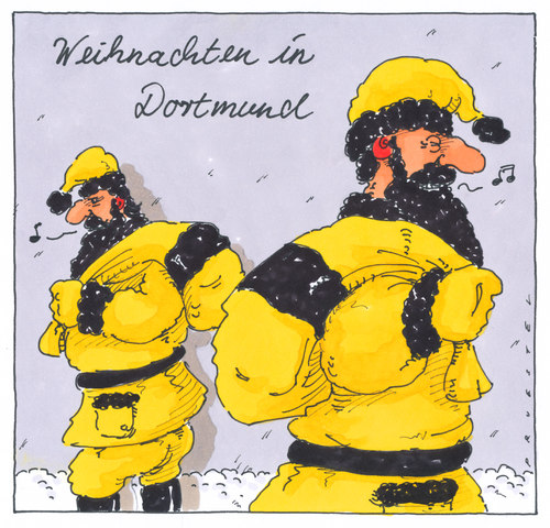 Cartoon: borussenland (medium) by Andreas Prüstel tagged bundesliga,fußball,weihnachtsmann,weihnachten,vereinsfarben,borussiadortmund,bvb,bvb,weihnachten,fußball,bundesliga,weihnachtsmann