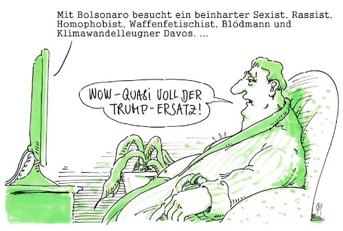Cartoon: ersatz (medium) by Andreas Prüstel tagged weltwirtschaftsforum,davos,bolsonaro,trump,cartoon,karikatur,andreas,pruestel,weltwirtschaftsforum,davos,bolsonaro,trump,cartoon,karikatur,andreas,pruestel