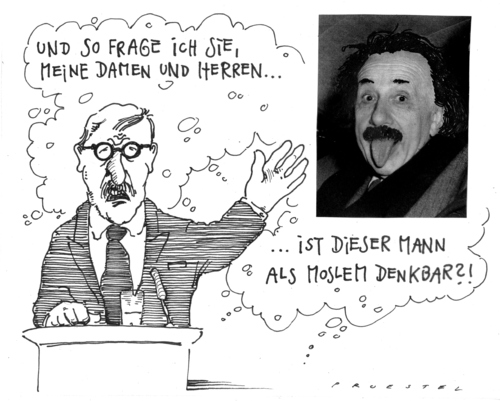 Cartoon: geneticus sarrazin (medium) by Andreas Prüstel tagged sarrazin,einstein,juden,muslime,rassismus,genetik,genie,migrantenschelte,zuwanderung