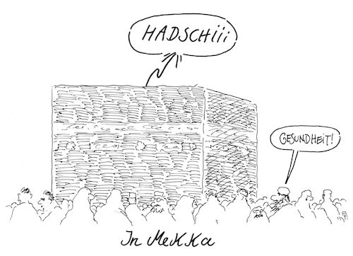 Cartoon: hadsch (medium) by Andreas Prüstel tagged islam,muslime,pilgerfahrt,hadsch,mekka,kaaba,cartoon,karikatur,andreas,pruestel,islam,muslime,pilgerfahrt,hadsch,mekka,kaaba,cartoon,karikatur,andreas,pruestel