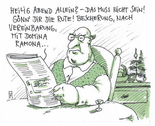 Cartoon: heilig abend (medium) by Andreas Prüstel tagged weihnachten,einsamkeit,domina,sadomaso,weihnachten,einsamkeit,domina,sadomaso