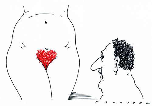 Cartoon: herzig (medium) by Andreas Prüstel tagged schamhhar,herz,kitsch,färbung,liebe