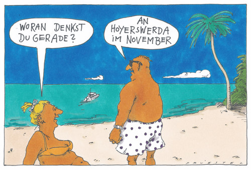 Cartoon: hoyerswerda (medium) by Andreas Prüstel tagged urlaub,südsee,hoyerswerda,lausitz,urlaub,südsee,hoyerswerda,lausitz