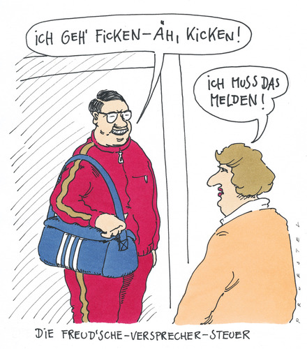 Cartoon: kicken (medium) by Andreas Prüstel tagged kummunalsteuern,freudscherversprecher,fußball,kummunalsteuern,steuer,fußball