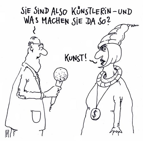 Cartoon: künstlerin (medium) by Andreas Prüstel tagged kunst,künstlerin,interview,cartoon,karikatur,andreas,pruestel