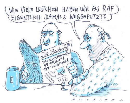 Cartoon: nachdenkliche zahlen (medium) by Andreas Prüstel tagged rafmorde,inoffiziell,offiziell,neonazimorde,neonazi,nazi,nazis,rechts,rafmorde,offiziell