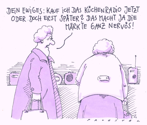 Cartoon: nervös (medium) by Andreas Prüstel tagged küchenradio,eurokrise,eu,nervosität,märkte,märkte,nervosität,eu,eurokrise,küchenradio,radio