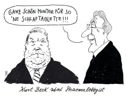 Cartoon: pharma kurt (medium) by Andreas Prüstel tagged kurt,beck,spd,pharmaindustrie,lobbyist,lobbyismus,franz,müntefehring,schlaftablette,cartoon,karikatur,andreas,pruestel,kurt,beck,spd,pharmaindustrie,lobbyist,lobbyismus,franz,müntefehring,schlaftablette,cartoon,karikatur,andreas,pruestel