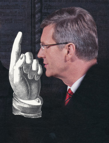 Cartoon: schlimmer finger (medium) by Andreas Prüstel tagged bundespräsident,wulff,anstand,moral,erhobenenerzeigefinger