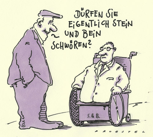Cartoon: schwören (medium) by Andreas Prüstel tagged schwur,beinamputation,rollstuhl,schwur,rollstuhl,behinderung