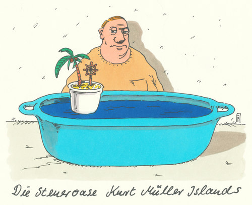Cartoon: steueroase (medium) by Andreas Prüstel tagged karikatur,cartoon,steueroasen,steuern,steuern,steueroasen,cartoon,karikatur