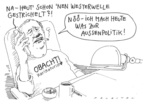 Cartoon: tageskarikatur (medium) by Andreas Prüstel tagged westerwelle,aussenpolitik,karikaturist,guido westerwelle,aussenpolitik,karikaturist,guido,westerwelle