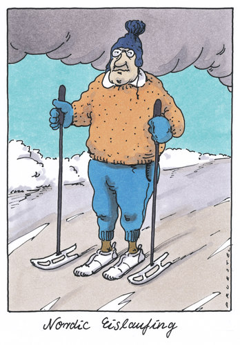 Cartoon: trendsport (medium) by Andreas Prüstel tagged nordicwalking,wintersport,trendsport,freizeitsport,schlittschuhe,nordic walking,wintersport,trendsport,freizeitsport,schlittschuhe,nordic,walking