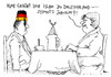 Cartoon: angela und joachim (small) by Andreas Prüstel tagged merkel,islam,deutschland,fez,joachimsauer,kaffee