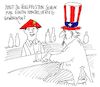 Cartoon: handelskrieger (small) by Andreas Prüstel tagged usa,china,strafzölle,handelskrieg,vollpfosten,cartoon,karikatur,andreas,pruestel