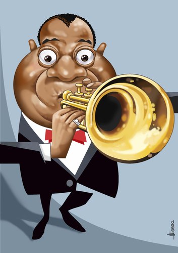 Cartoon: Louis Armstrong (medium) by Ulisses-araujo tagged louis,armstrong,caricature