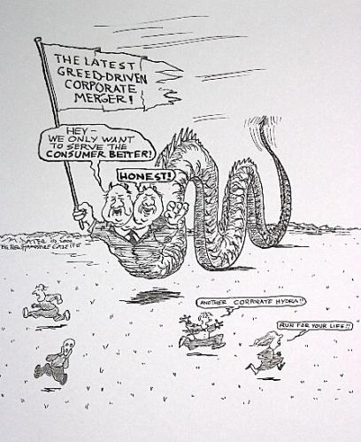 Cartoon: The corporate hydra never sleeps (medium) by Mike Dater tagged dater,inkroom
