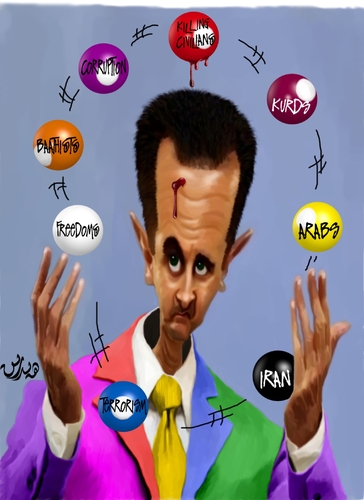 Cartoon: Bashar Alassad (medium) by handren khoshnaw tagged handren,khoshnaw