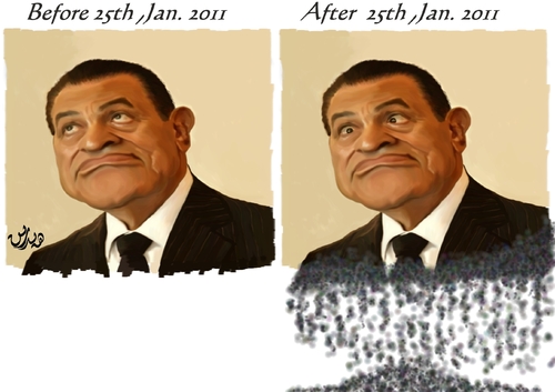 Cartoon: Husney Mubarak2011 (medium) by handren khoshnaw tagged mubarak,hosni,khoshnaw,handren,egypt,dictator