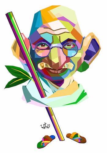 Cartoon: mahatma gandhi caricature (medium) by handren khoshnaw tagged handren,khoshnaw,mahatma,gandhi,india,caricature,peace,nonviolent,civil,rights