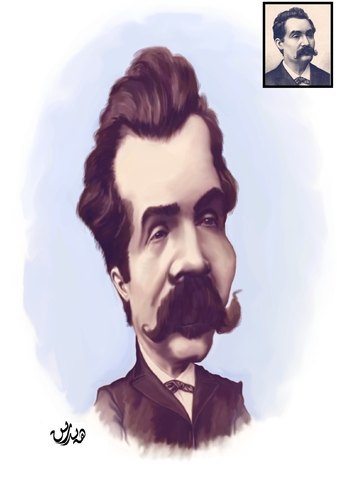 Cartoon: Mihai Eminescu (medium) by handren khoshnaw tagged handren,khoshnaw,mihai,eminescu,romania,caricature