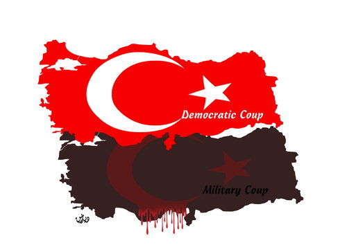 Cartoon: turkeys failed military coup (medium) by handren khoshnaw tagged handren,khoshnaw,turkey,military,coup