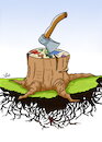 Cartoon: What do you call this axe? (small) by handren khoshnaw tagged handren,khoshnaw,axe,tree,roots,world,destruction