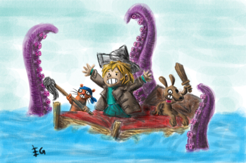 Cartoon: abandonen el barco! (medium) by ernesto guerrero tagged monstruo,marino,ilustracion,infantil