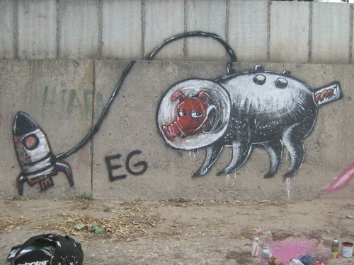 Cartoon: space pig (medium) by ernesto guerrero tagged nature,animals,pig,graffiti