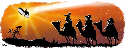 Cartoon: The Christmas star... (medium) by kap tagged star,bush,shoe,kap,wise,christmas,weihnachten,weihnacht,bethlehem,tradition,kultur,religion,drei könige,schuh,schuhe,george bush,komet,stern,irak,drei,könige,george,bush