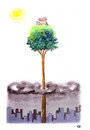 Cartoon: tree (small) by kap tagged tree contamination city smoke sun life happiness